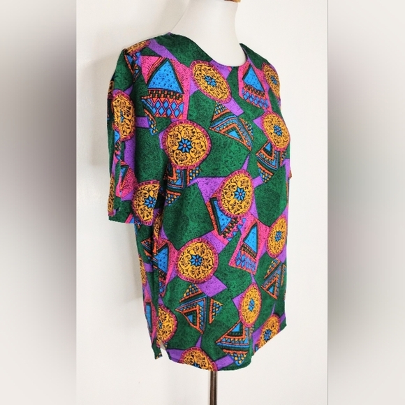 VINTAGE COLOR RICH SILK BLOUSE - Picture 8 of 9